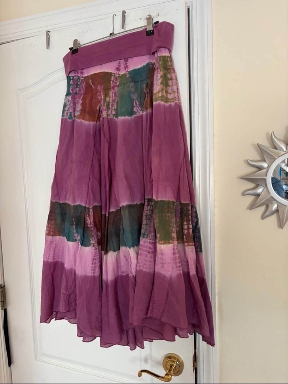 BABA LOS ANGELES LADIES PURPE TIE DYE BOHO MAXI SKIRT-L - Picture 2 of 9